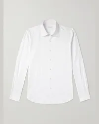 Incotex Camicia slim-fit in cotone Oxford Glanshirt Bianco