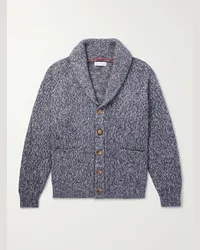 Brunello Cucinelli Cardigan in maglia con collo a scialle Blu