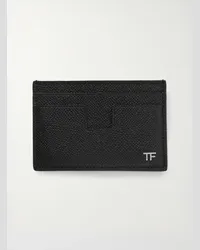 Tom Ford Portacarte in pelle pieno fiore con logo applicato Nero