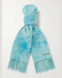 Acne Studios Sciarpa in lana tie-dye con frange Canada Blu