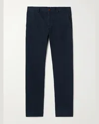 Sid Mashburn Pantaloni slim-fit a gamba affusolata in twill di cotone tinti in capo Field Blu