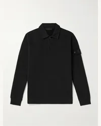 Stone Island Polo in jersey di cotone stretch con logo applicato Ghost Nero