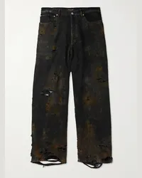 Balenciaga Jeans a gamba larga effetto consumato Super Destroyed Nero