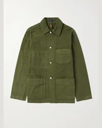 Drake's Overshirt in tela di cotone Duck Verde