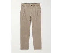 Pantaloni slim-fit in gabardine di cotone stretch con pinces