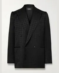 Amiri Giacca doppiopetto in raso jacquard Nero