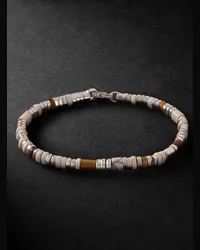 John Hardy Bracciale in argento sterling con occhio di tigre, howlite e smalto Marrone