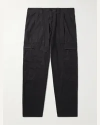 C.P. Company Pantaloni a gamba dritta in cotone con pinces Nero