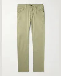 Incotex Pantaloni slim-fit in misto cotone Verde