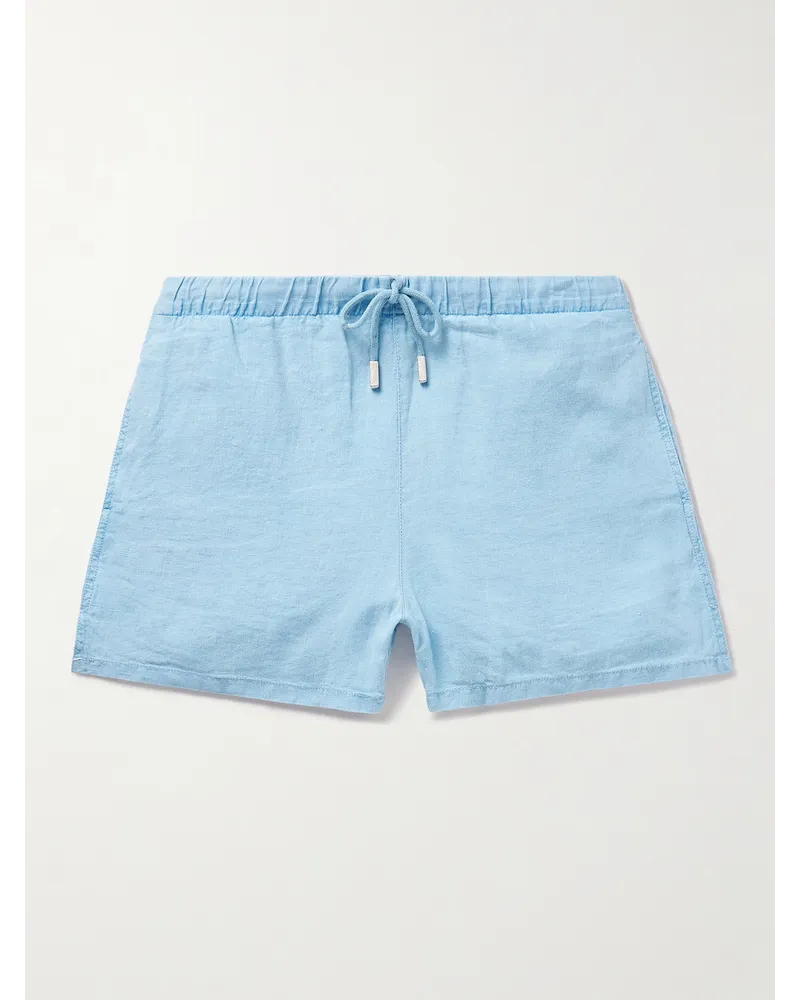 Vilebrequin Shorts slim-fit in lino con coulisse Barry Blu