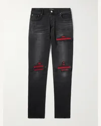 Amiri Jeans skinny effetto consumato con inserti in camoscio MX1 Nero