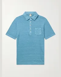 Massimo Alba Polo slim-fit in lino Filicudi Blu