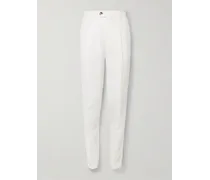 Pantaloni slim-fit in lino con pinces