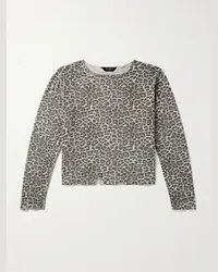 Balenciaga Pullover cropped in cotone spazzolato leopardato effetto consumato Grigio