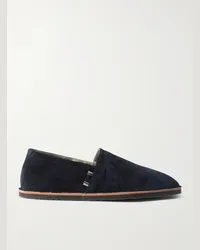 Brunello Cucinelli Slipper in camoscio Blu