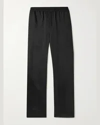 Saint Laurent Pantaloni a gamba dritta in twill di raso Nero