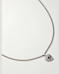 Alexander McQueen Collana in metallo argentato con cristalli con teschio Argento