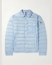 Moncler Piumino trapuntato in shell con logo applicato Blu