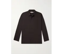 Camicia in lana vergine con colletto convertibile