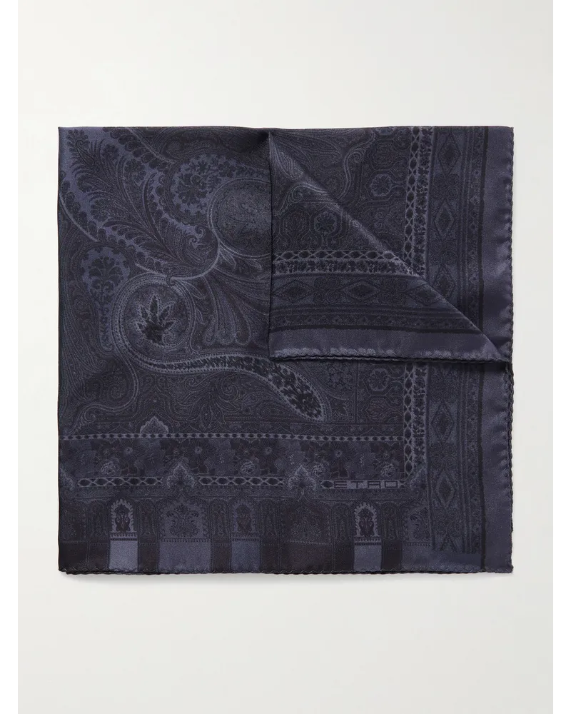 Etro Fazzoletto da taschino in twill di seta con stampa paisley Blu