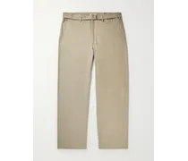 Pantaloni a gamba dritta in twill di misto cotone e seta con cintura Finx