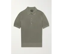 Honeycomb-Knit Silk and Cotton-Blend Polo Shirt