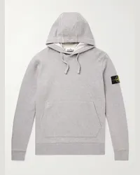 Stone Island Felpa in jersey di cotone tinta in capo con cappuccio e logo applicato Grigio