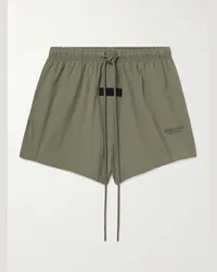 Fear of God Shorts a gamba dritta in shell con logo applicato e coulisse Verde