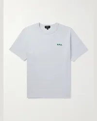 A.P.C. T-shirt in jersey di cotone con logo floccato Blu