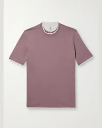 Brunello Cucinelli T-shirt in jersey di cotone a strati Rosa