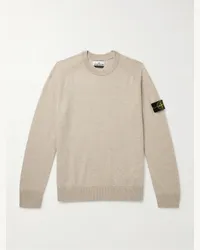 Stone Island Pullover in lana vergine con logo applicato Neutri