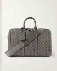 Gucci Borsone in tela rivestita con monogramma e finiture in pelle Ophidia Grigio