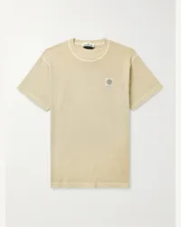 Stone Island T-shirt in jersey di cotone tinta in capo con logo applicato Neutri