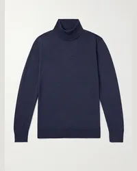 Caruso Pullover a collo alto in misto lana, seta e cashmere Blu