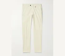 Pantaloni chino in twill di cotone stretch tinti in capo slim-fit