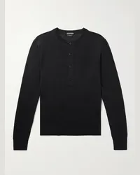 Tom Ford Maglia henley slim-fit in misto seta Nero