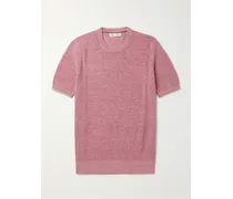 T-shirt in misto lino e cotone a coste