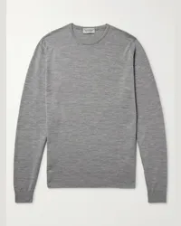 John Smedley Pullover slim-fit in lana merino mélange Lundy Grigio