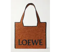 Loewe Paula's Ibiza Tote bag in rafia con logo ricamato Marrone