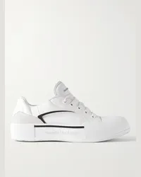 Alexander McQueen Sneakers in pelle con finiture in camoscio e tela Deck Bianco