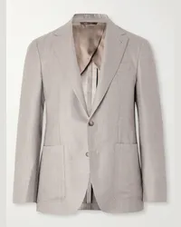 Canali Blazer in twill di misto lana, seta e lino Neutri