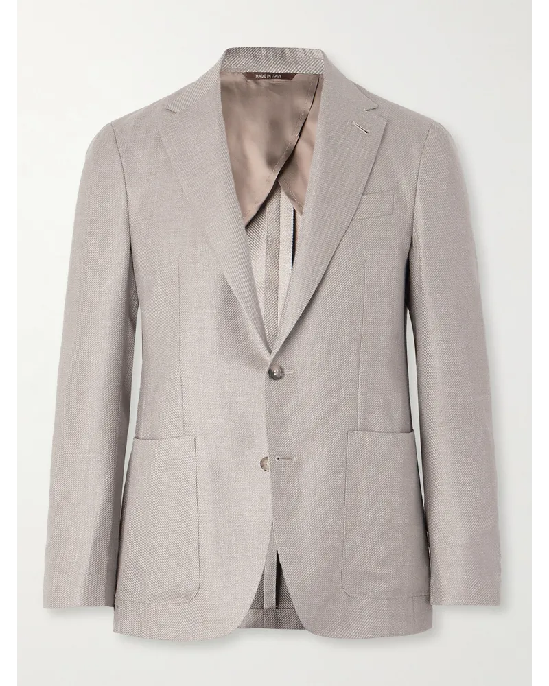 Canali Blazer in twill di misto lana, seta e lino Neutri