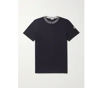 T-shirt slim-fit in jersey di cotone con logo jacquard