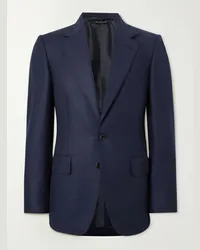 Tom Ford Blazer slim-fit in twill di misto lana e cashmere Shelton Blu