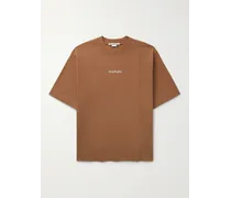 T-shirt in jersey di cotone tinta in capo con logo floccato Extorr