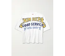 T-shirt oversize in jersey di cotone con stampa Denim Repair