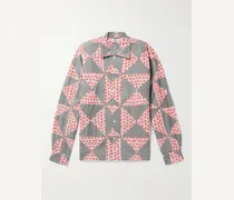 Camicia in popeline di cotone stampato con patchwork Deco Puzzle