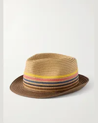 Paul Smith Cappello fedora in rafia con righe Marrone