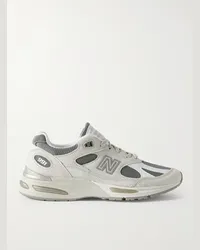 New Balance Sneakers in camoscio con finiture in mesh e materiale sintetico e logo ricamato Grigio