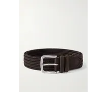 Cintura intrecciata con finiture in camoscio, 3,5 cm